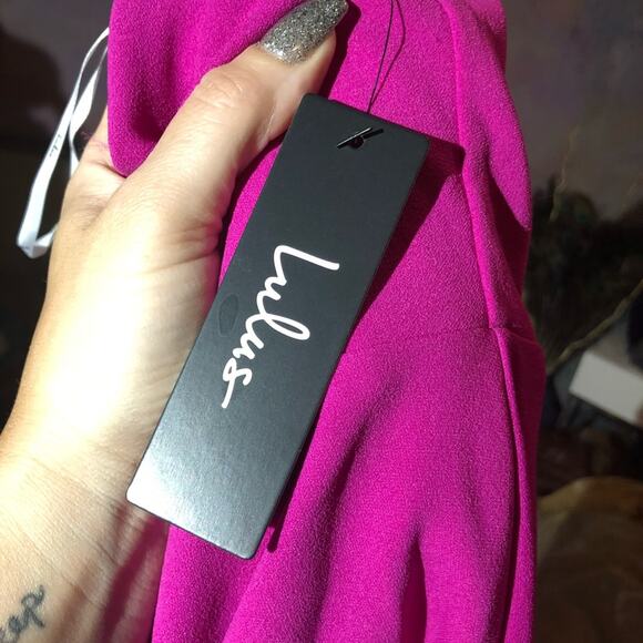 NEW LULUS fuchsia off shoulder skater dress XS - Picture 6 of 7